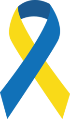 Solidaritäts-Schleife in den Farben der Ukraine